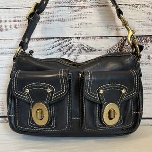Coach Legacy 65th Anniversary Black Leather Turnlock Shoulder Bag Hobo Y2K VTG